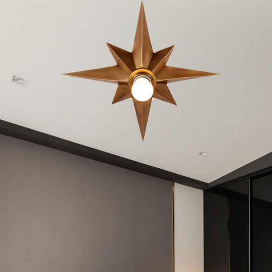 Contemporary Black/Bronze Anise Star Flush Ceiling Light - 1 Head Stairway Mount Fixture