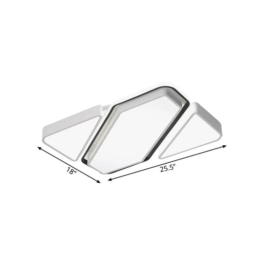 Modern Metal White Led Flush Ceiling Light With Acrylic Diffuser - Spliced Rectangle Design