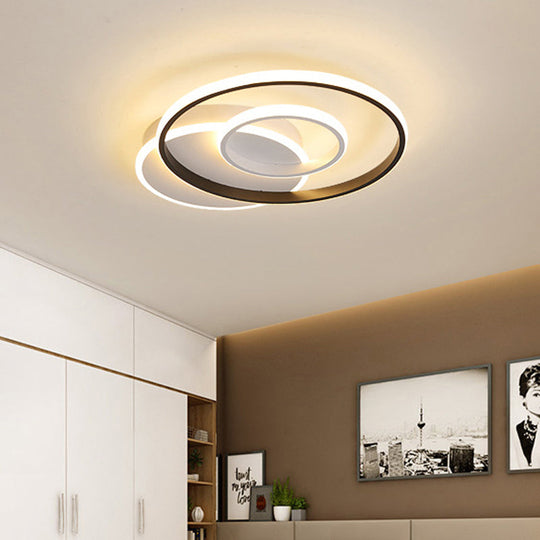 Minimalist Black & White Ceiling Light With Integrated Led - Warm/White - Multiple Sizes