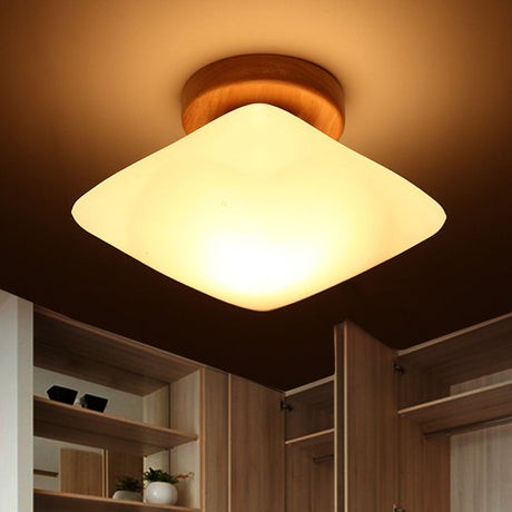 Frosted Glass Semi-Circle/Square Flush Ceiling Light - Modern 1-Light Mount For Corridor