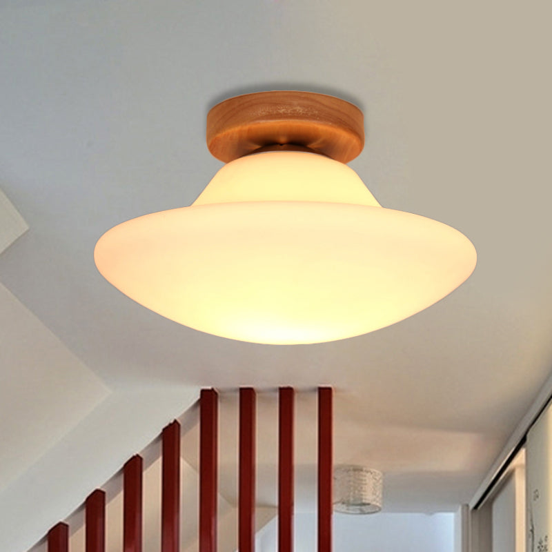 Frosted Glass Semi-Circle/Square Flush Ceiling Light - Modern 1-Light Mount For Corridor