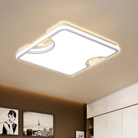 Modern Rectangular/Square Acrylic Flush Ceiling Light Led Lamp In Black/White Warm/White