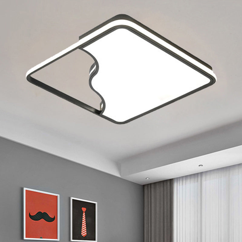 Modern Led Ceiling Light Fixture For Bedroom - Simple Acrylic Design Black/White