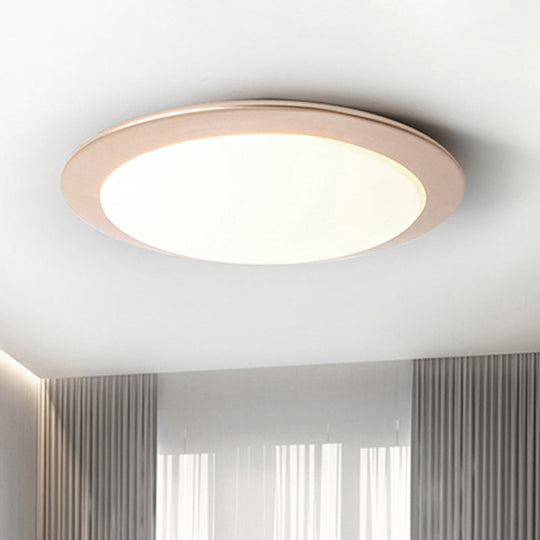 Nordic Acrylic Gold/Silver Flush Ceiling Light With Integrated Led - Bedroom Lamp 16/20 Dia