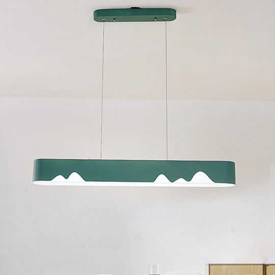 Lustre linéaire LED moderne - Blanc/noir/vert - Design rectangulaire - Plafonnier suspendu en blanc/lumière chaude - 35,5"/47" de large