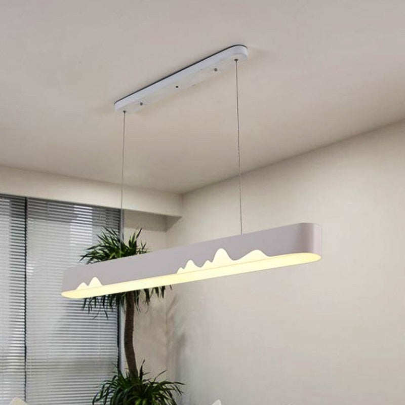 Lustre linéaire LED moderne - Blanc/noir/vert - Design rectangulaire - Plafonnier suspendu en blanc/lumière chaude - 35,5"/47" de large