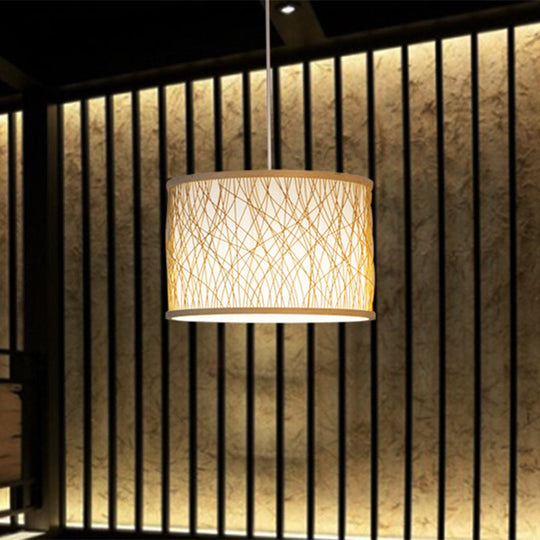 Hand-Woven Bamboo Pendant Light For Restaurants - Japanese Style