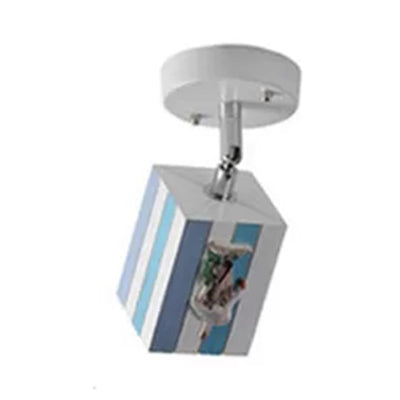 Contemporary Rotatable Rectangular Metal Gallery Ceiling Mount Spotlight With High Brightness Blue