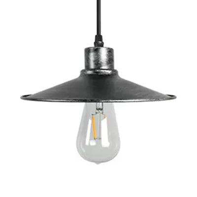 Industrial Iron Flared Shade Pendant Ceiling Light - Antique Brass/Rust Finish Ideal For Dining