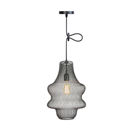 Industrial Black Mesh Cage Pendant Light - Modern Dining Room Hanging Lamp / D