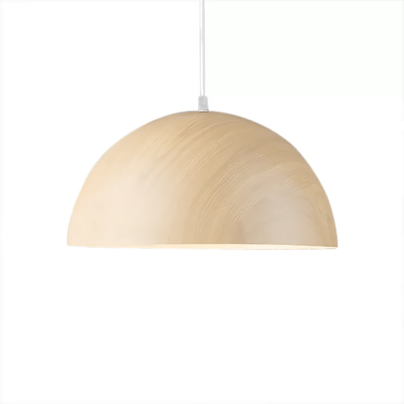 Contemporary Aluminum Domed Pendant Light With Wood Design In Dark Brown/Light Brown - Balcony