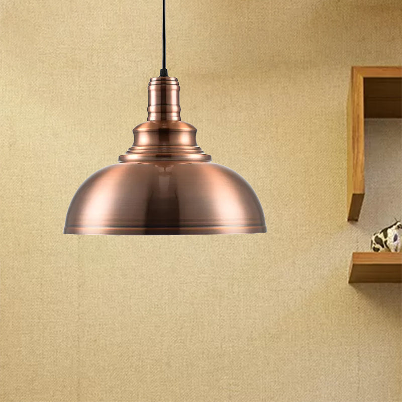 Copper Finish Industrial Style Hanging Pendant Light With Adjustable Cord For Bedroom