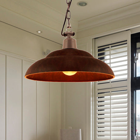 Vintage Style Metallic Hanging Lamp With Chain - Black/Green Bowl Indoor Pendant Light