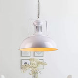 Retro Stylish Metal Pendant Lighting With 1 Bulb - Black/White Inner/White 13/14/16 Dia Bowl