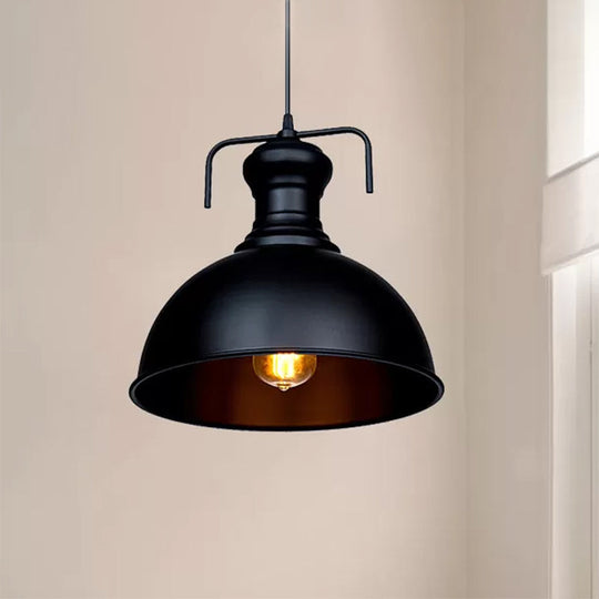 13’/16’ Warehouse Dome Hanging Ceiling Light - Metal Pendant In Black For Dining Room