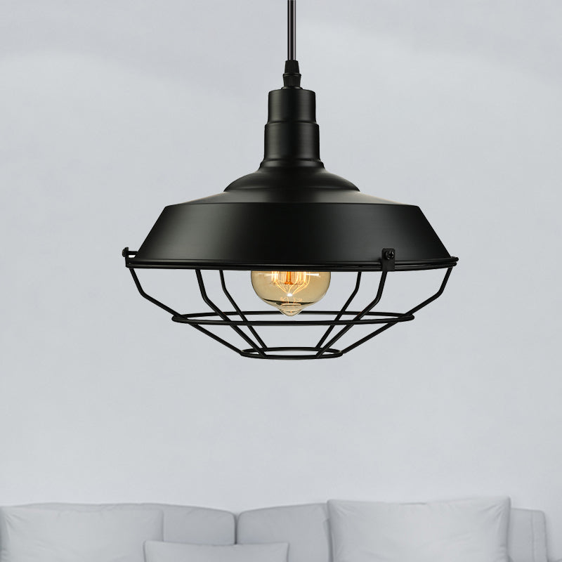 Metal Farmhouse Pendant Light With Barn Shade In Black - 1 Head 3 Sizes Available