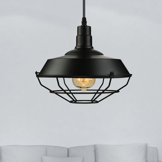 Metal Farmhouse Pendant Light With Barn Shade In Black - 1 Head 3 Sizes Available