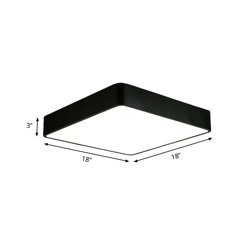 Modern Led Metal Flush Mount Light Fixture - White/Black Square 14’/18’/23.5’ Wide Living Room