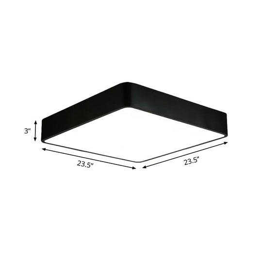 Modern Led Metal Flush Mount Light Fixture - White/Black Square 14’/18’/23.5’ Wide Living Room