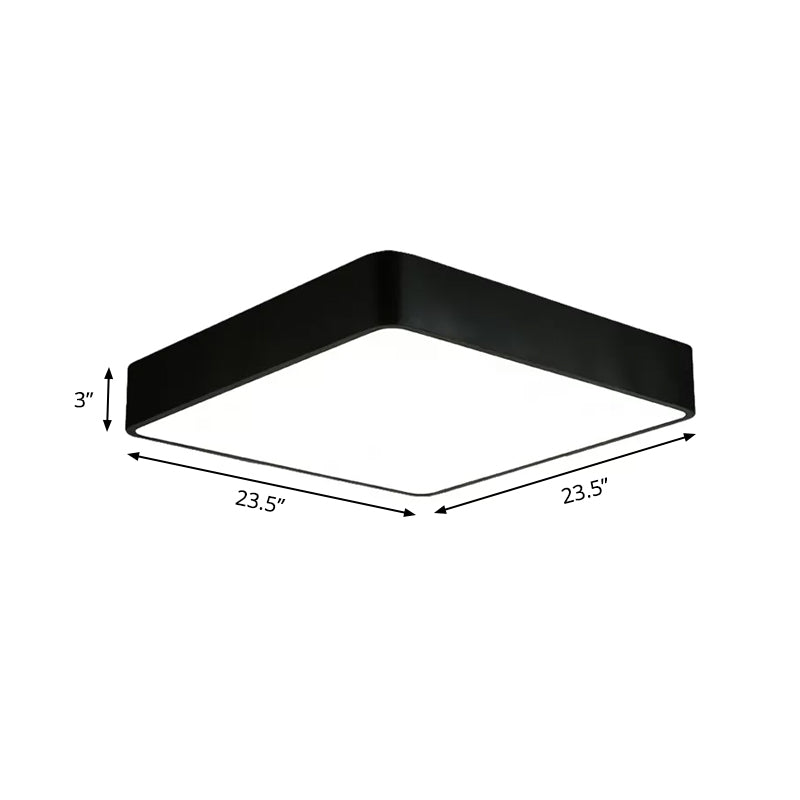 Modern Led Metal Flush Mount Light Fixture - White/Black Square 14/18/23.5 Wide Living Room