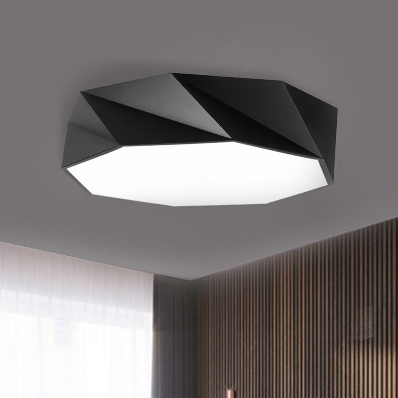 Modern Led Metal Flush Mount Lighting With Concave/Convex Shape - White/Black Ceiling 16/19.5/23.5