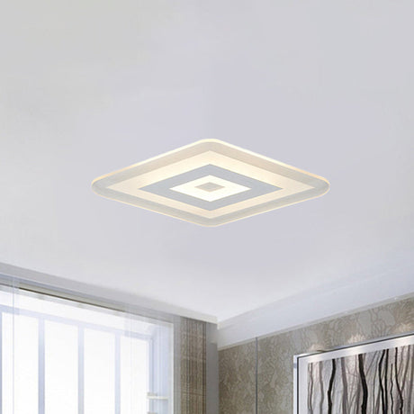 Sleek 23/31/47 Thin Acrylic Flush Mount Led Ceiling Lamp In Warm/White Light - White
