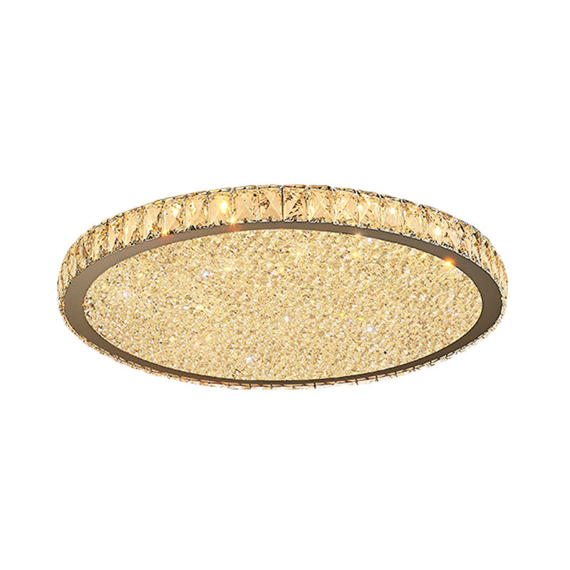 8.5/14/18 Wide Modern Crystal Led Ceiling Light Fixture - Flush Mount Clear/Amber Warm/White