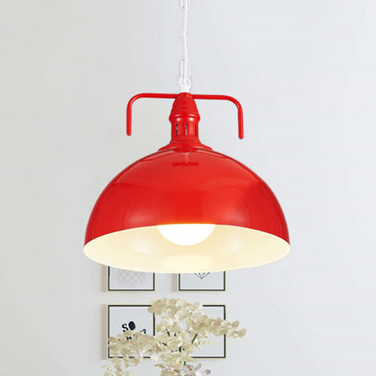 Industrial Metallic Living Room Pendant Light - 1 Red/Yellow/Rust Finish 12’/16’ Bowl