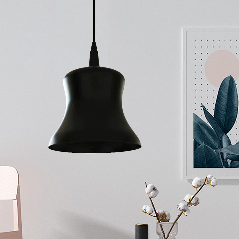 Black Industrial Pendant Light With Metallic Bell Shade - Stylish Dining Room Ceiling Fixture
