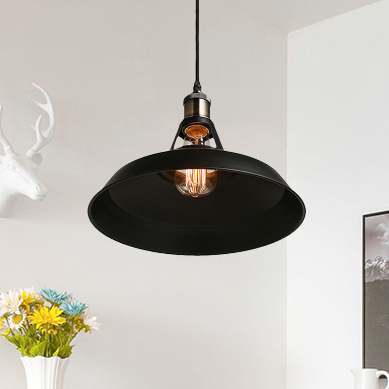 Modern Loft Style Barn Shade Pendant Ceiling Light 10.5’/12’/15’ W In Black/White For Dining
