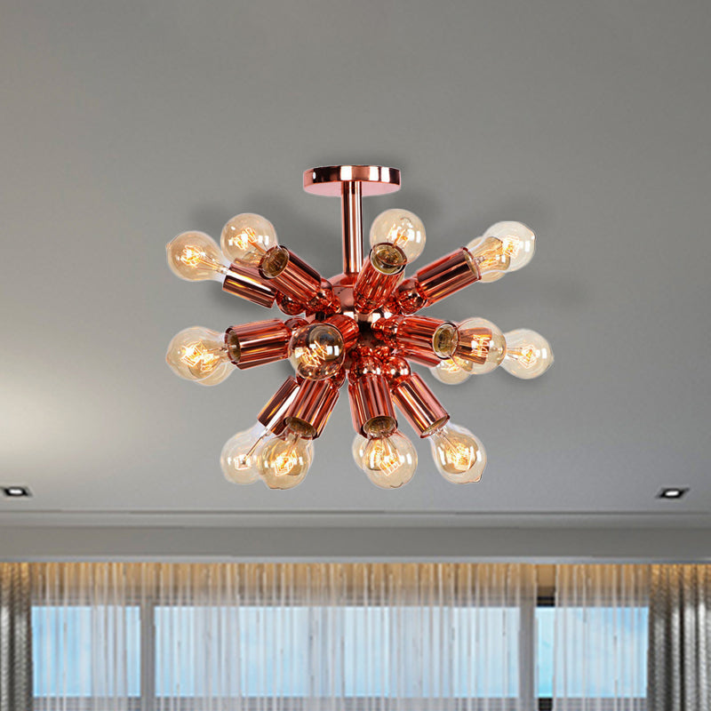 Vintage Copper Finish 6/9 Lights Starburst Semi Flush Ceiling Light For Bedroom 15 /