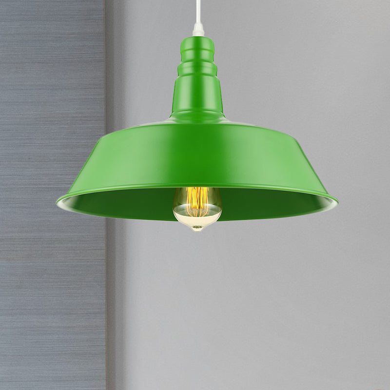 Barn Living Room Pendant Lighting - 10/14 Inch Wide Industrial Style Metal 1 Bulb Hanging Light
