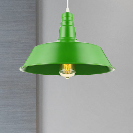 Barn Living Room Pendant Lighting - 10/14 Inch Wide Industrial Style Metal 1 Bulb Hanging Light
