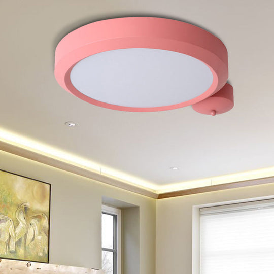 Nordic Style Round Flushmount Led Ceiling Light In Blue/Red/Yellow With Metal Finish - Available