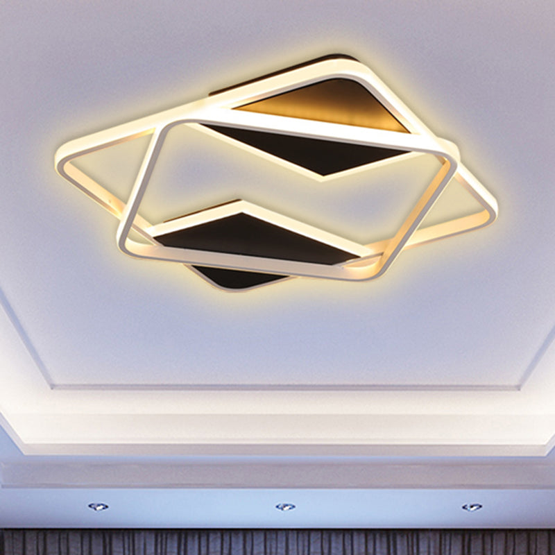 Modern Minimalist Led Ceiling Flush Light In Black/White - 16’/19.5’/23.5’/35.5’ W