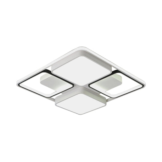 Contemporary Led Flush Mount Ceiling Light In Black/White 19.5/45 Wide