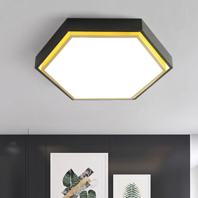 Nordic Hexagon Flushmount Metal Led Ceiling Light - Black/Green/Grey/White 16’/19.5’ Wide