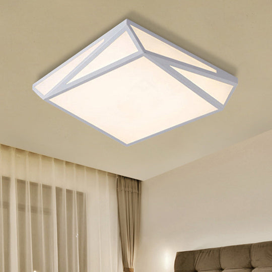 Modern Style Led Ceiling Fixture - White Rectangle Mount Light For Office & Restaurant Use