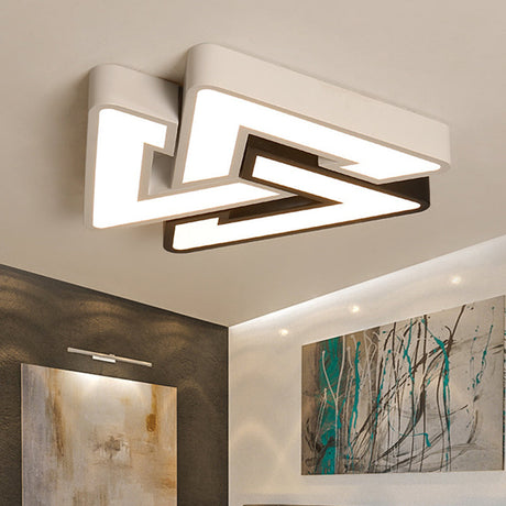 Modern Led Ceiling Lamp: Acrylic Triangle Design In Black & White