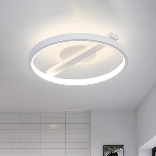 Modern Acrylic Ring Flush Mount Ceiling Light In Black/White/Blue For Living Room - Warm/White