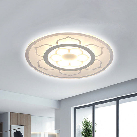 Modern Acrylic Lotus Flush Mount Lamp - Led Ceiling Light (8’/16.5’/20.5’) In Warm Or White
