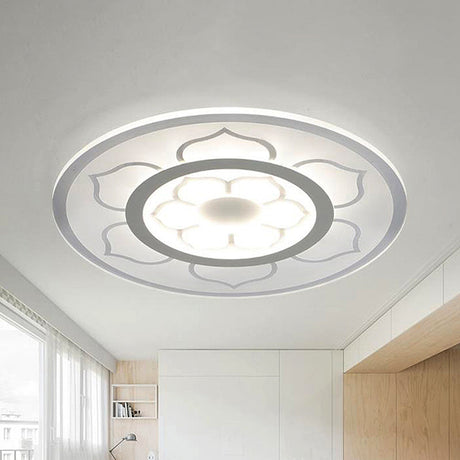 Modern Acrylic Lotus Flush Mount Lamp - Led Ceiling Light (8/16.5/20.5) In Warm Or White