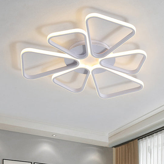 Floral Shape Acrylic Led Ceiling Light In Simple Brown/White For Child Room - Warm/White Lighting