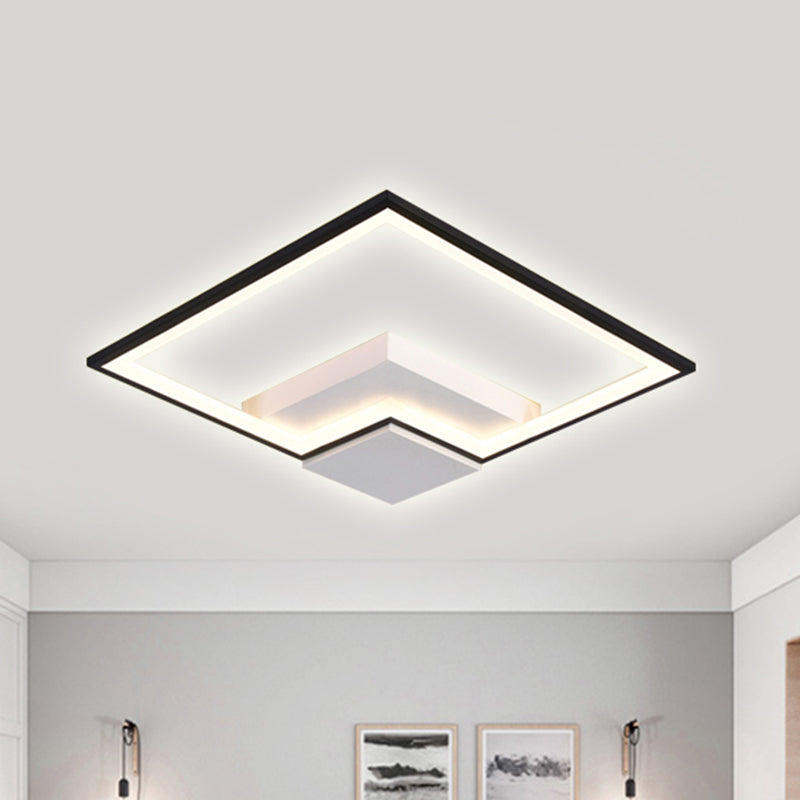 Torch Square Ceiling Lamp Simplicity - Black/White Led Acrylic Flush Mount Light