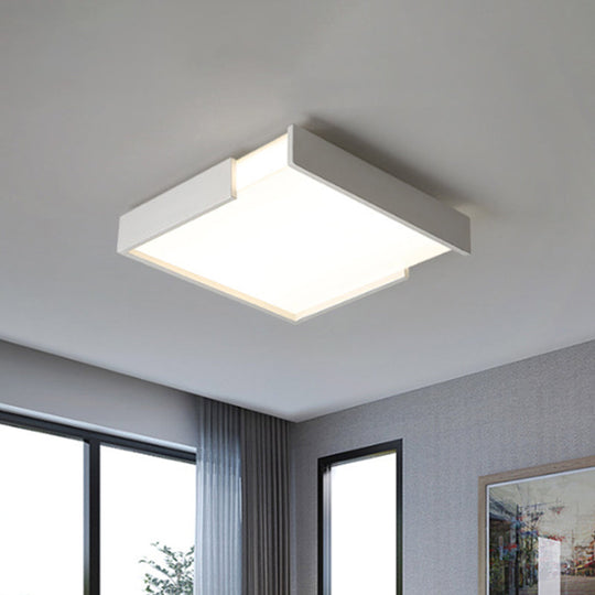 Minimalistic Squared Led Flush Mount Light In Black/White - 16’/19.5’ Dia For Bedroom With