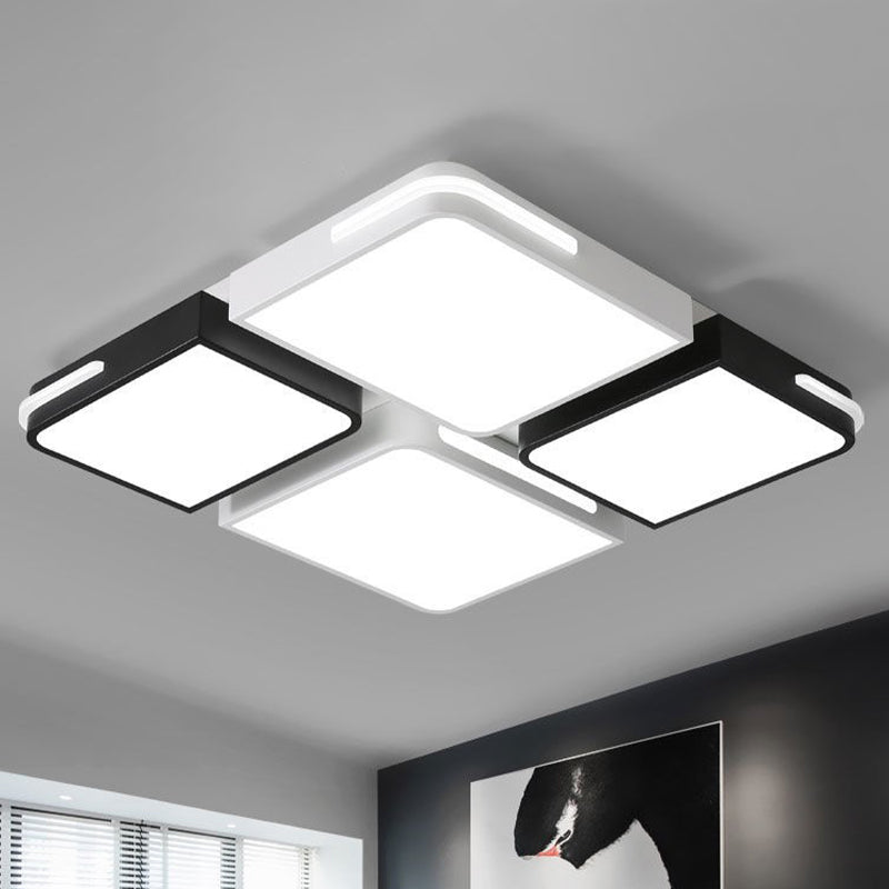 Contemporary Square/Rectangle Acrylic Flush Pendant Light - Led White Mount Lighting (21.5/37.5