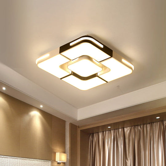Contemporary White Led Flush Mount Ceiling Light Fixture - 19.5’/35.5’ Wide Acrylic Lamp For