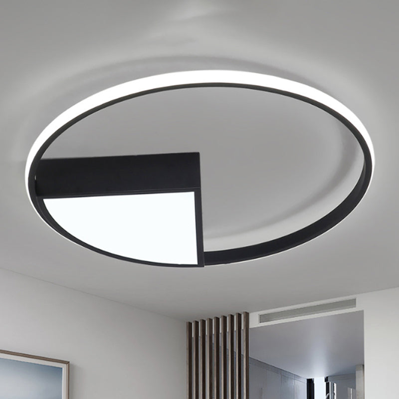 16’/19.5’/23.5’ Wide Acrylic Flushmount Led Ceiling Light In Black/White With Warm/White Lighting