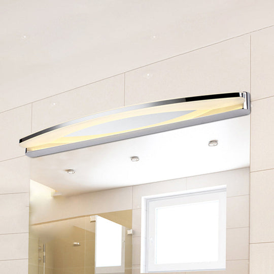 Sleek Modern Metal Vanity Lighting: Oval Shade Led Wall Light Sconce In Chrome 15/21 Dia Warm/White