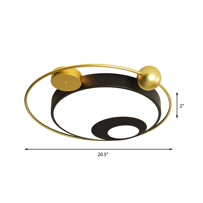 Modern Vintage Metal Flushmount Led Lighting In Warm Light With Diffuser - Square/Round Black/White